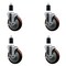 Service Caster 5'' Maroon Poly Swivel 1-1/2'' Expanding Stem Caster Set with Brake, 4PK SCC-EX20S514-PPUB-MRN-TLB-112-4 - alternate 1